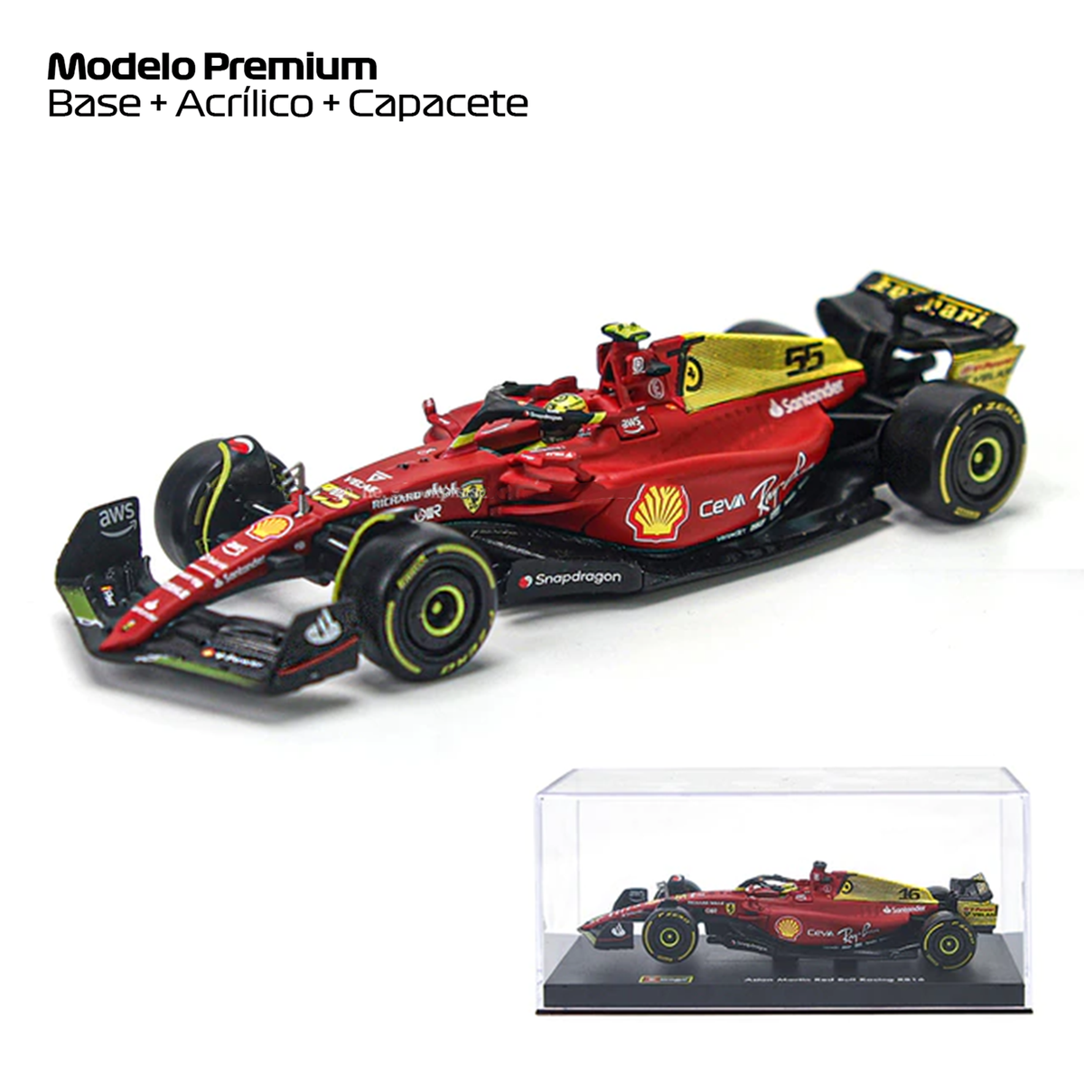 (2022) F1 Miniatura Ferrari F1-75 Edição Comemorativa GP Monza #55 Carlos Sainz