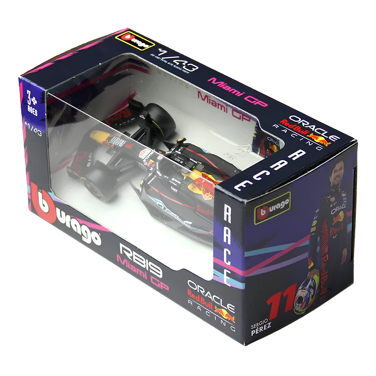 LANÇAMENTO (2023) F1 Miniatura Red Bull Racing RB19 Miami GP #11 Sergio Pérez 1:43